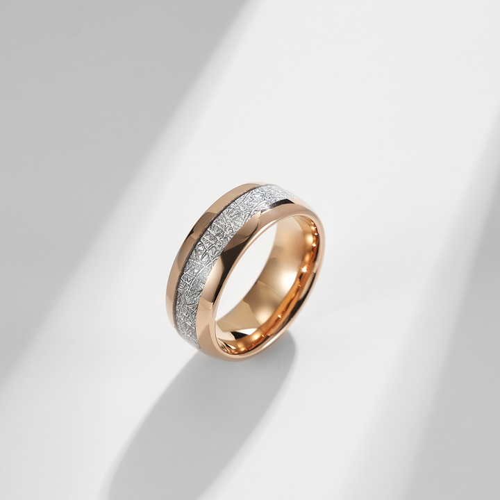 Domed Meteorite Grain Inlay Fashion Band Ring