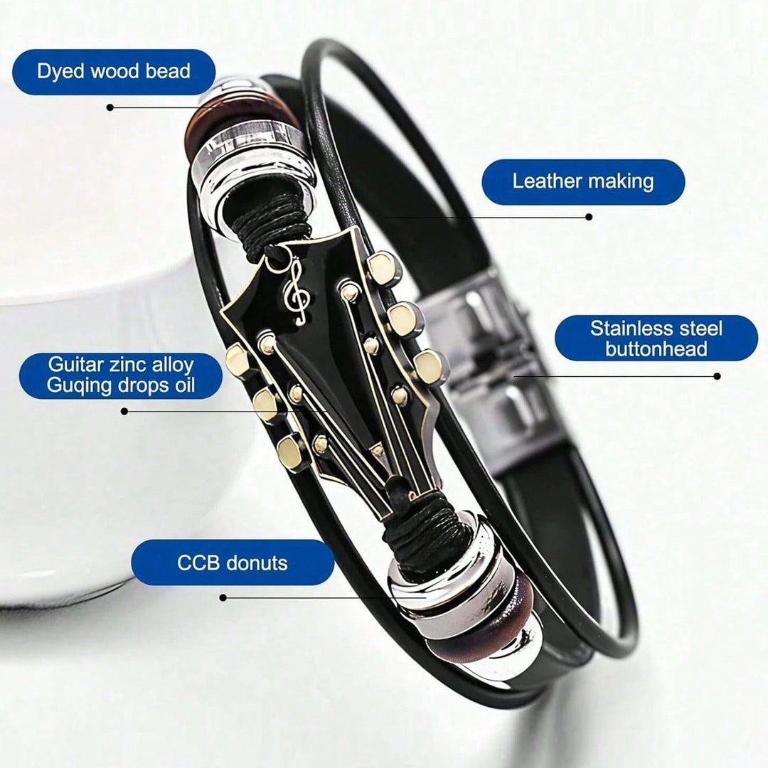 Retro Guitar Leather Bracelet