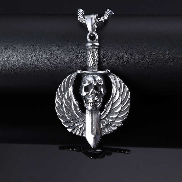 Skull Wings Sword Pendant Necklace