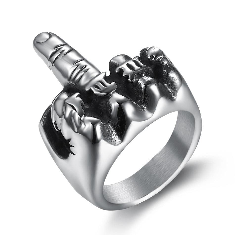 Vintage fist middle finger ring