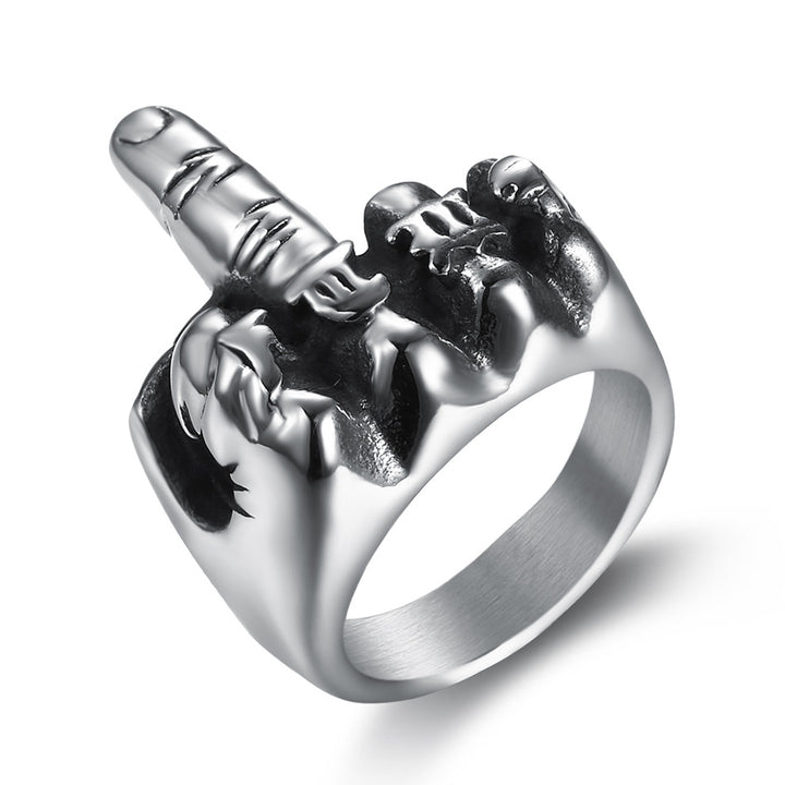 Vintage fist middle finger ring