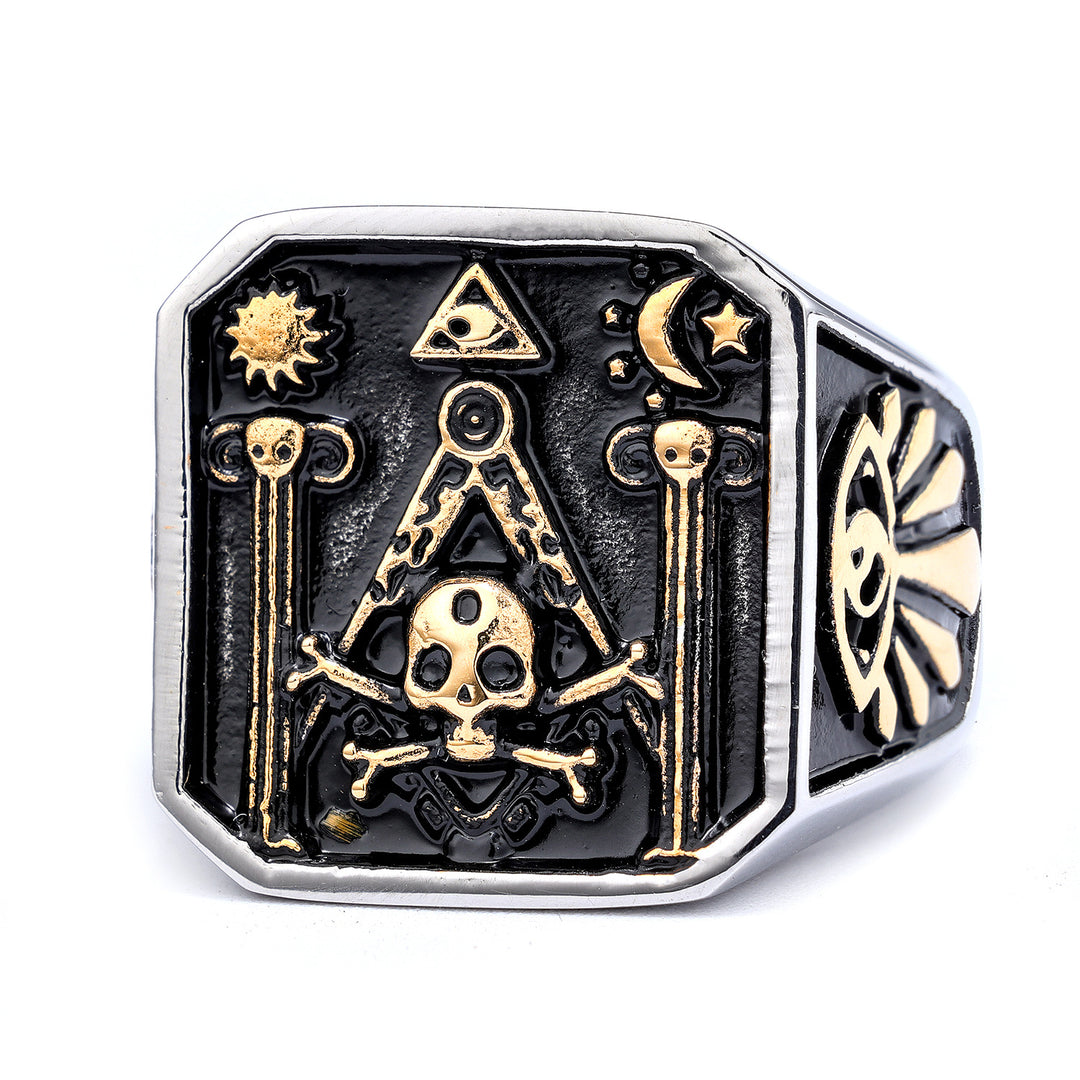 Gold skull 925 silver men&