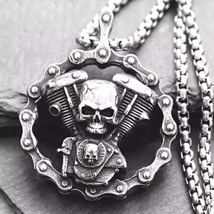 Vintage Skull Engine Necklace