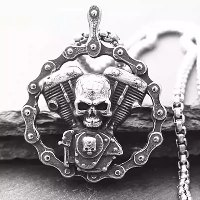 Vintage Skull Engine Necklace