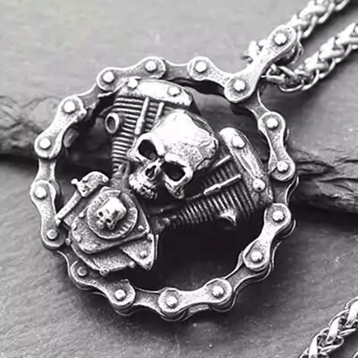 Vintage Skull Engine Necklace
