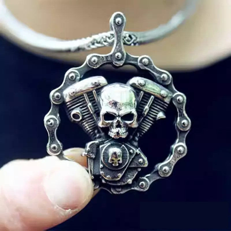 Vintage Skull Engine Necklace