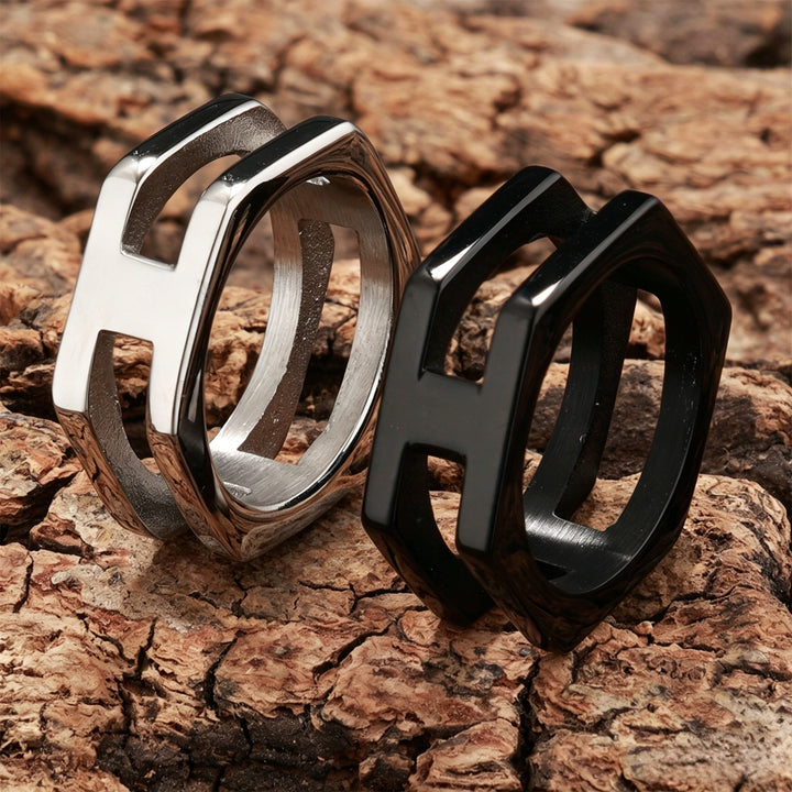 Geometric Cut-out Letter Ring