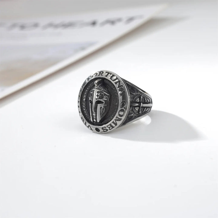 Vintage-style Spartan mask ring