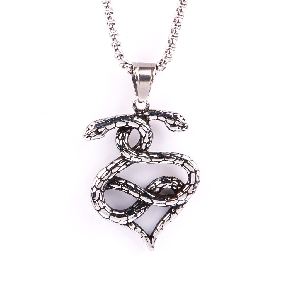 Retro Double Head Snake Pendant