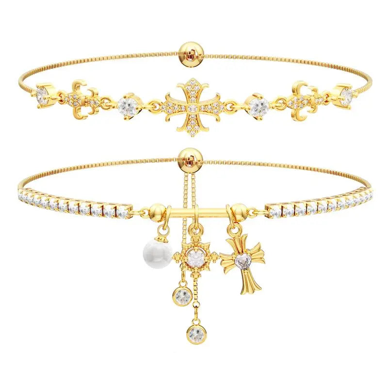Cross Pendant Bracelet Set