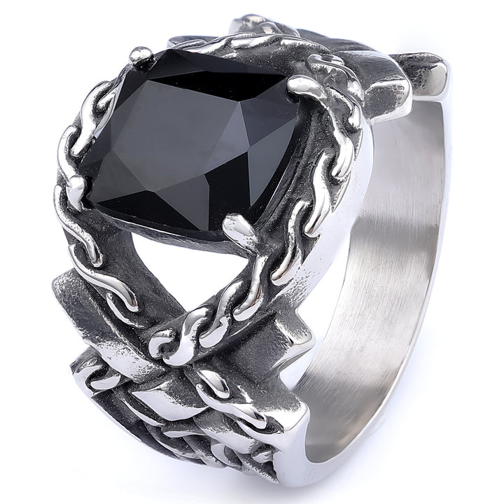 Twisted square gemstone ring