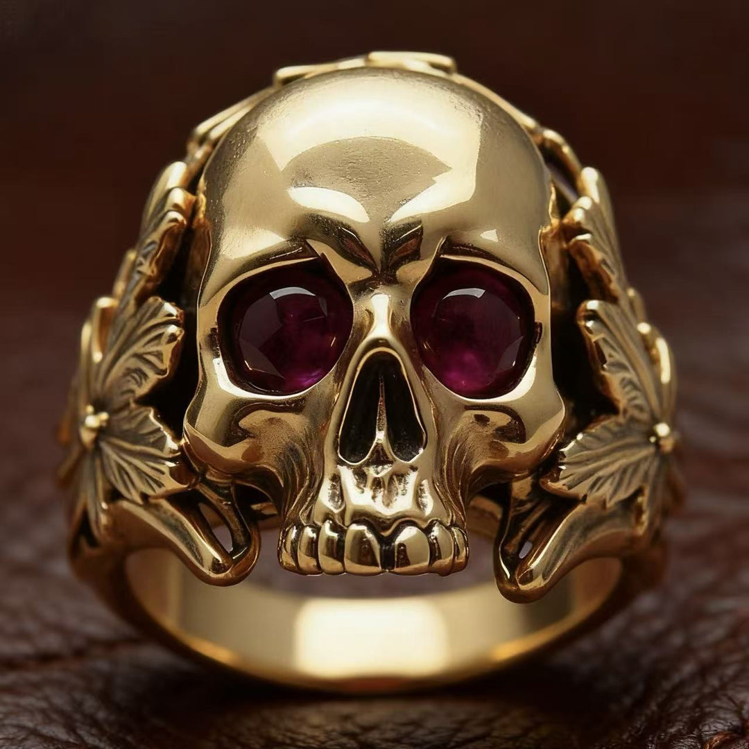Ornate Gothic-style skull ring