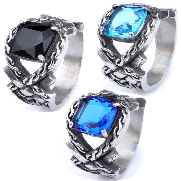 Twisted square gemstone ring
