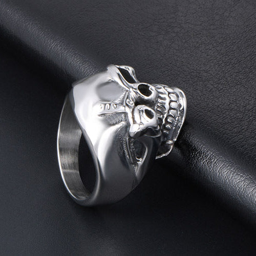 Titanium Steel Ring with One-Eyed Skull
