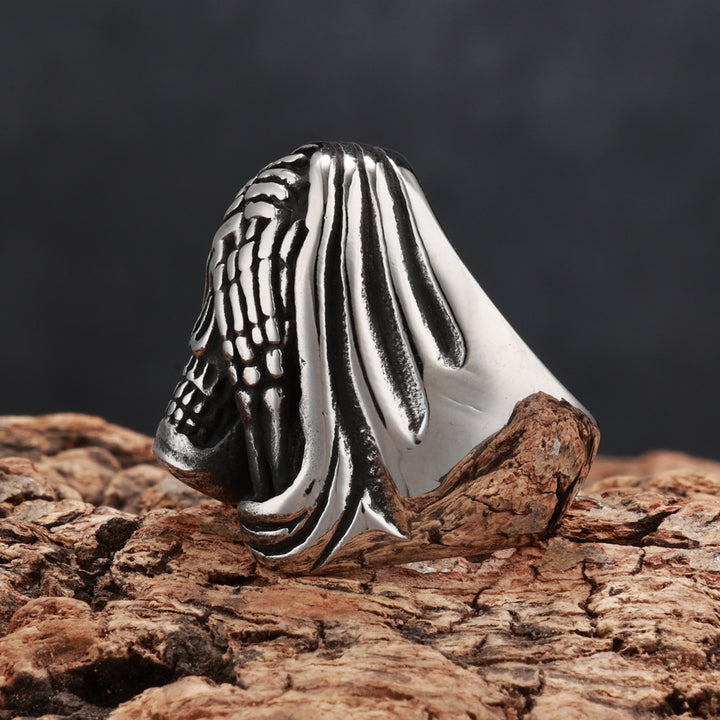 Vintage-style distressed skull ring
