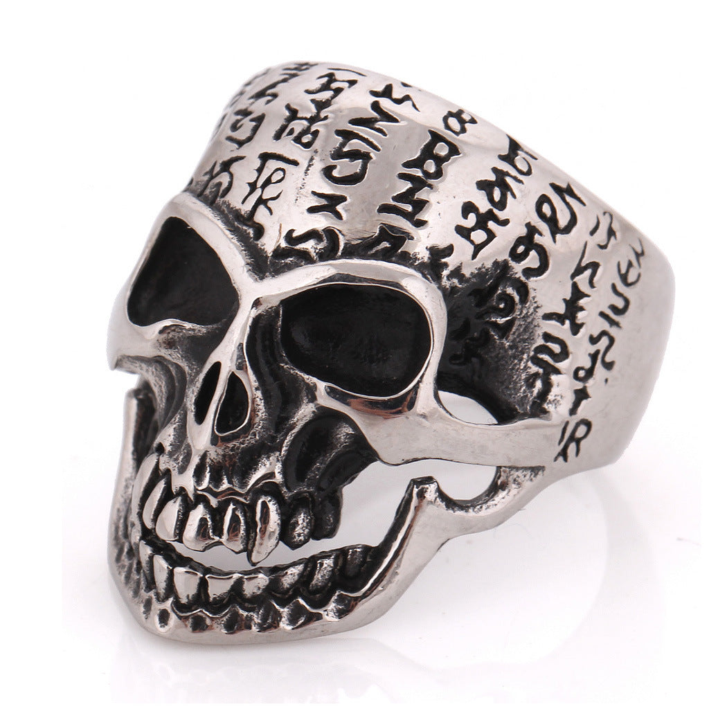 Vintage-style distressed skull ring