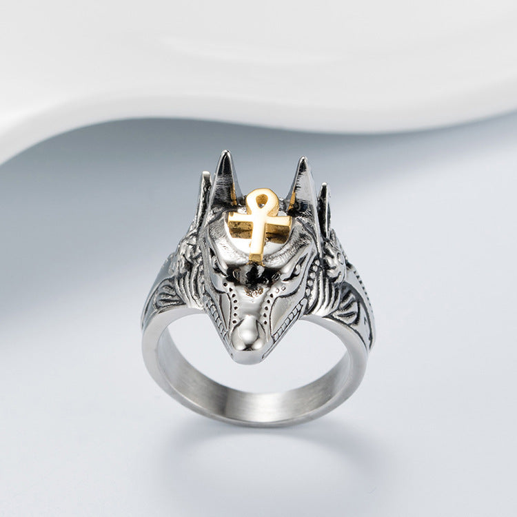 Vintage wolf head ring