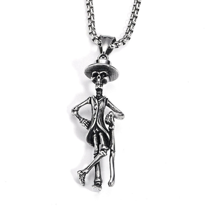 Titanium Steel Skull Cane Necklace Jewelry