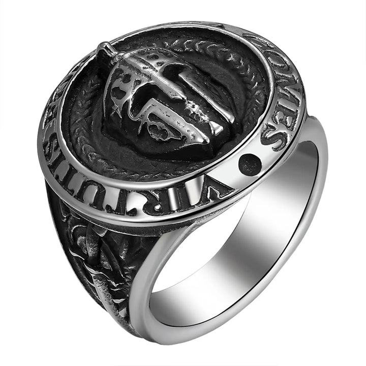 Vintage-style Spartan mask ring
