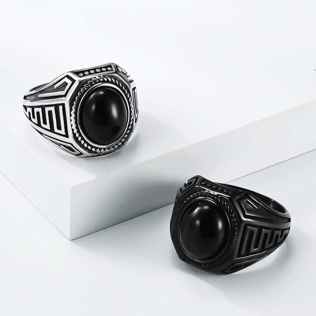 Black Stone Titanium Ring