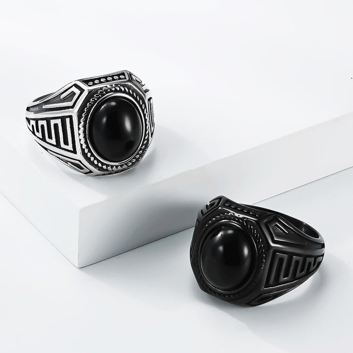 Black Stone Titanium Ring