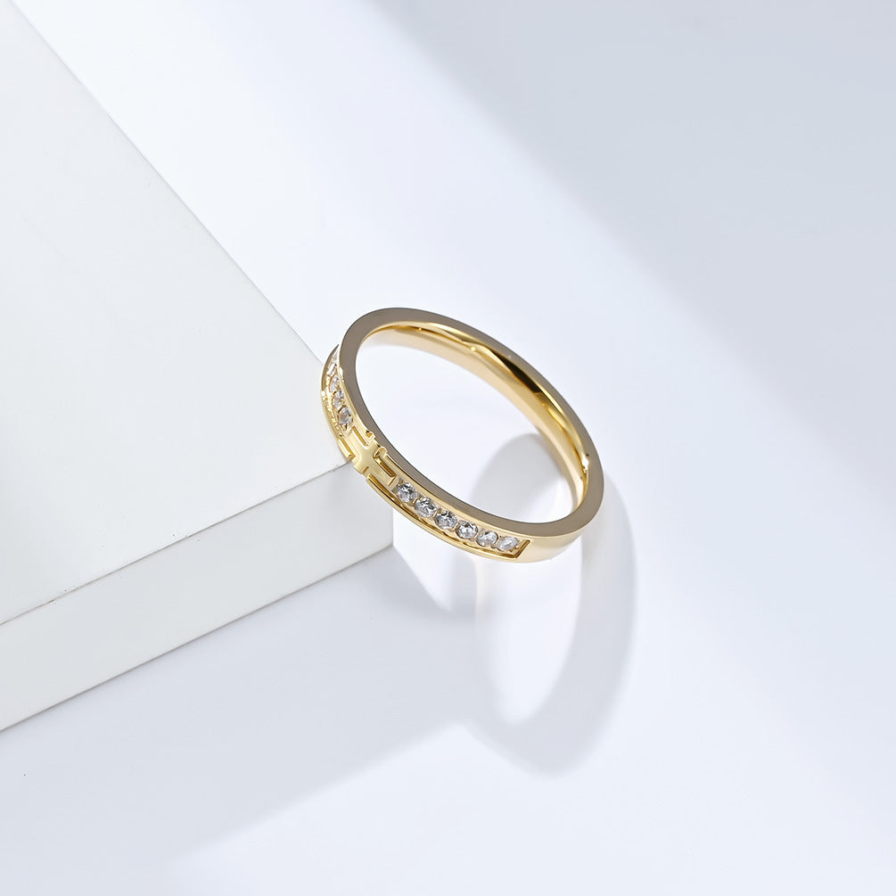 Cross Paved Band Ring