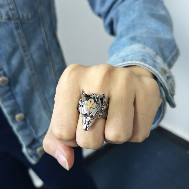 Vintage wolf head ring