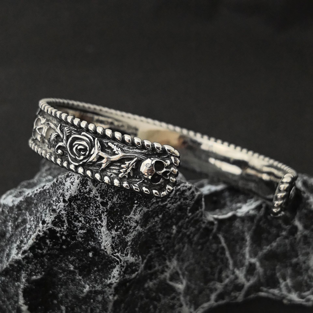 Skull Rose Gothic Retro Punk Open Bracelet