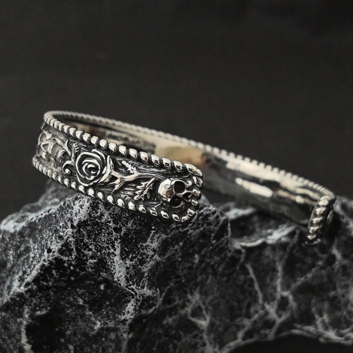 Skull Rose Gothic Retro Punk Open Bracelet