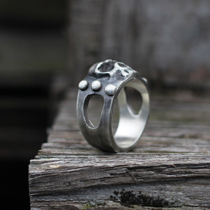 925 Sterling Silver Tough Guy Skull Totem Ring