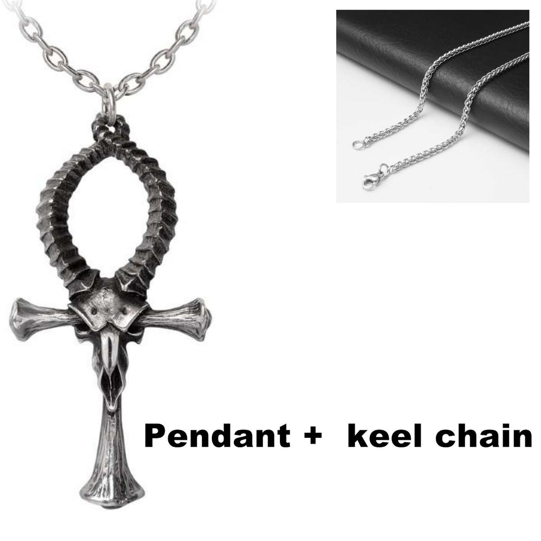 Goat Head Cross Necklace