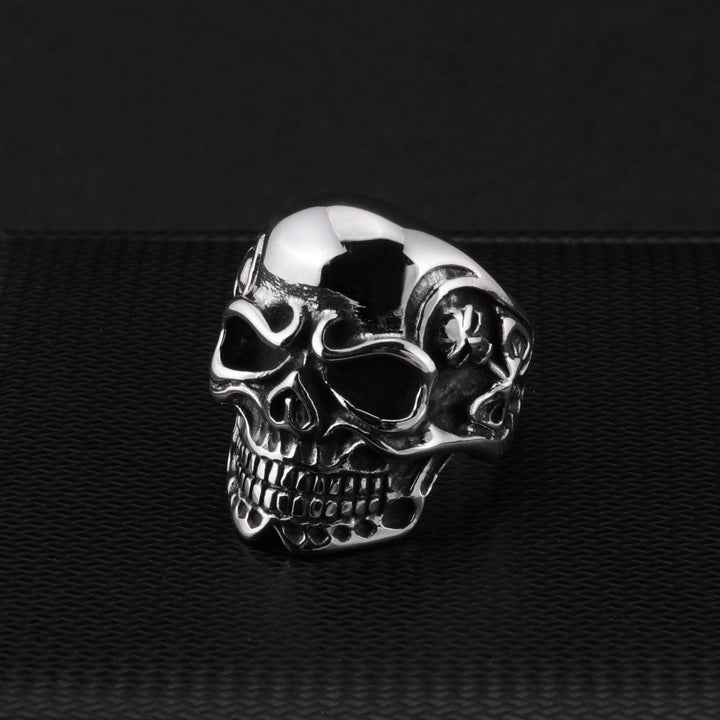 Silver Gigantic Skull Biker Ring