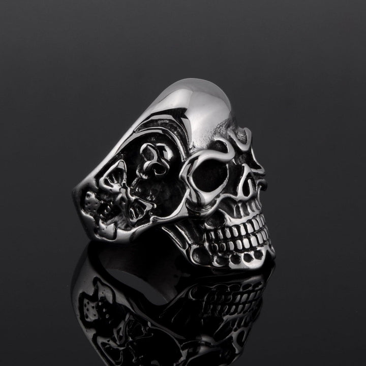Silver Gigantic Skull Biker Ring