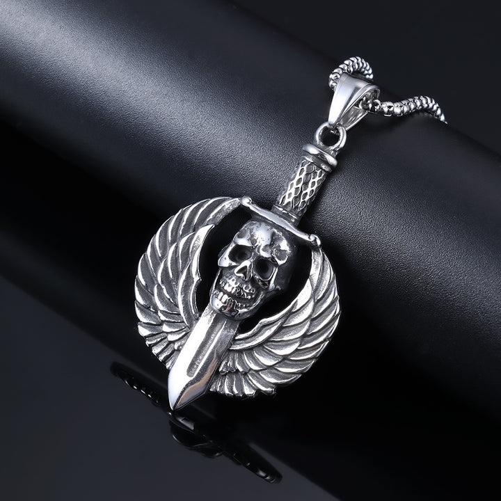 Skull Wings Sword Pendant Necklace