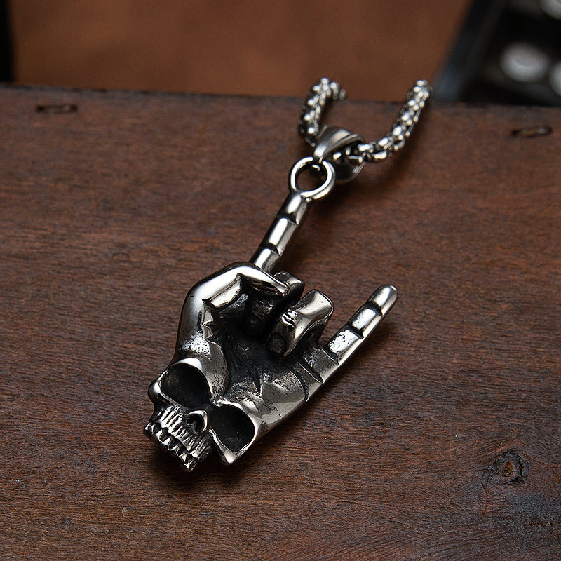 Hip-hop rock hand gesture necklace