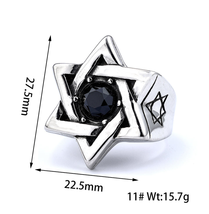 Hexagram + Gem Ring
