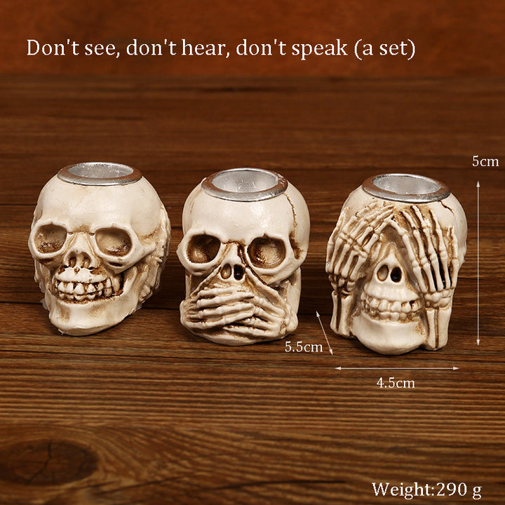 Halloween skull candlestick