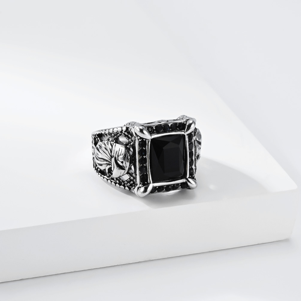 Vintage square black onyx signet ring