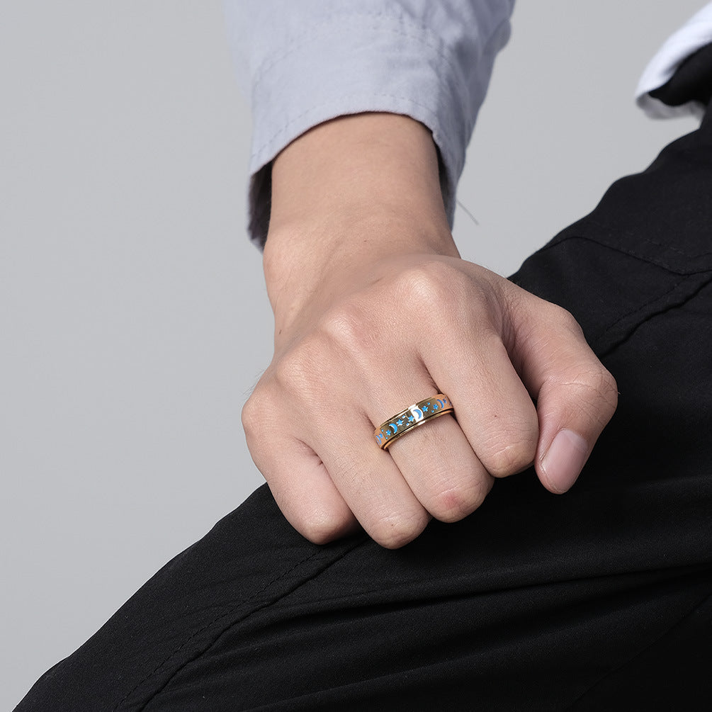 Star and Moon Spinner Luminous Ring