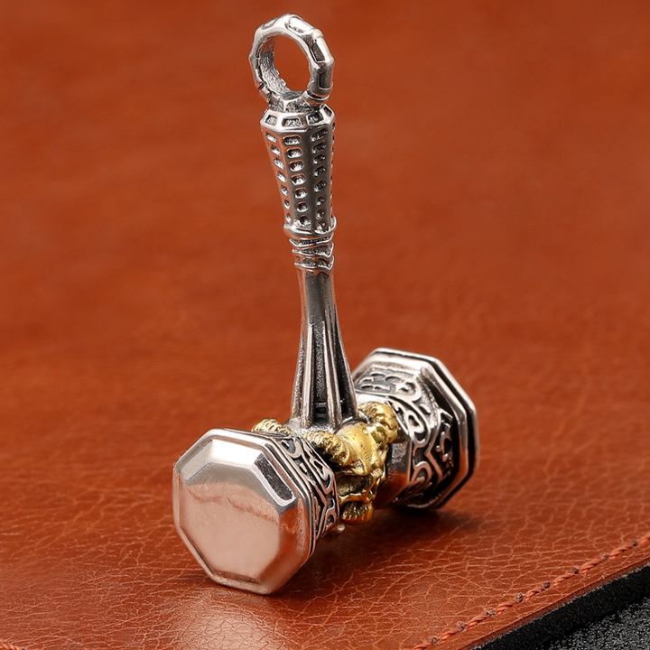 Retro Norway Viking Skull Hammer Charm Necklace