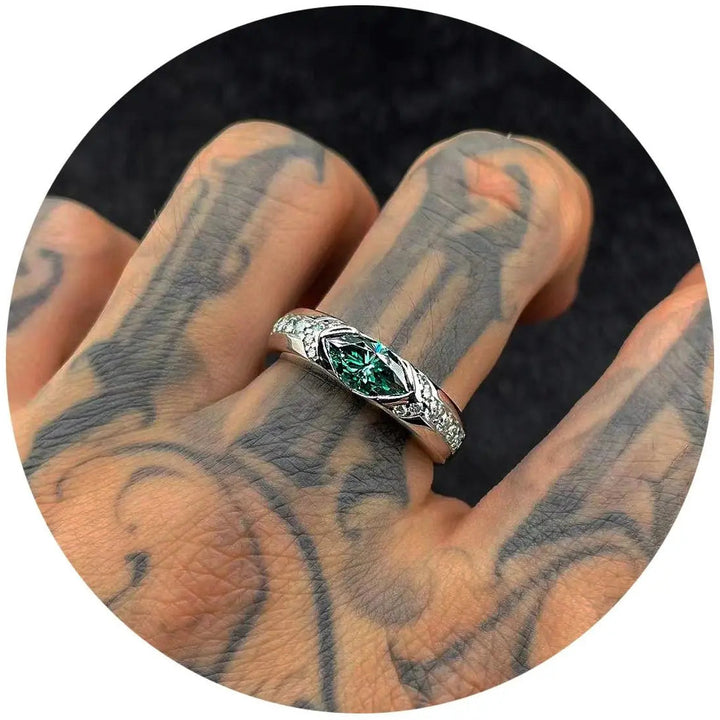Green Marquise Moissanite Ring
