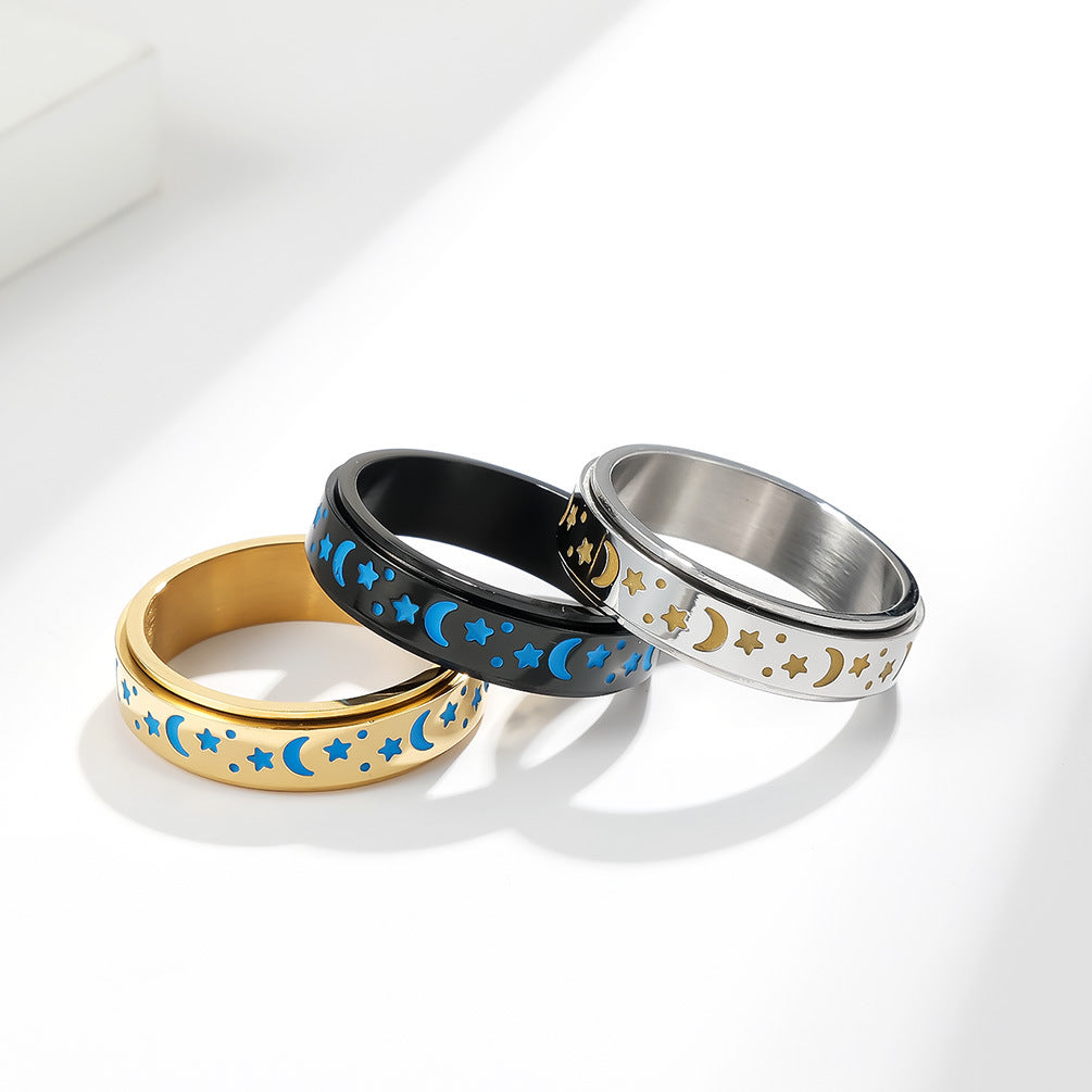 Star and Moon Spinner Luminous Ring
