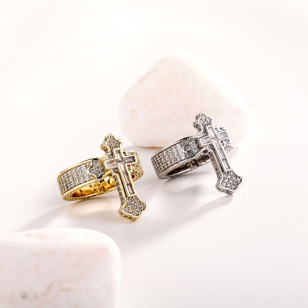 Diamond-set cross ring