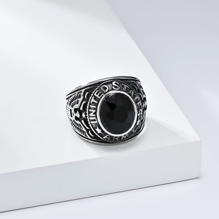 Vintage Bald Eagle Emblem Titanium Steel Ring