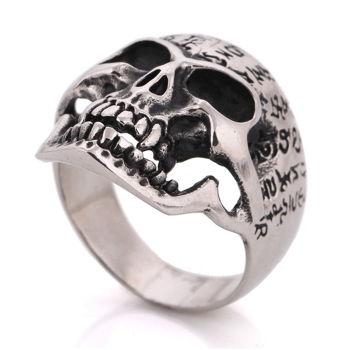 Vintage-style distressed skull ring