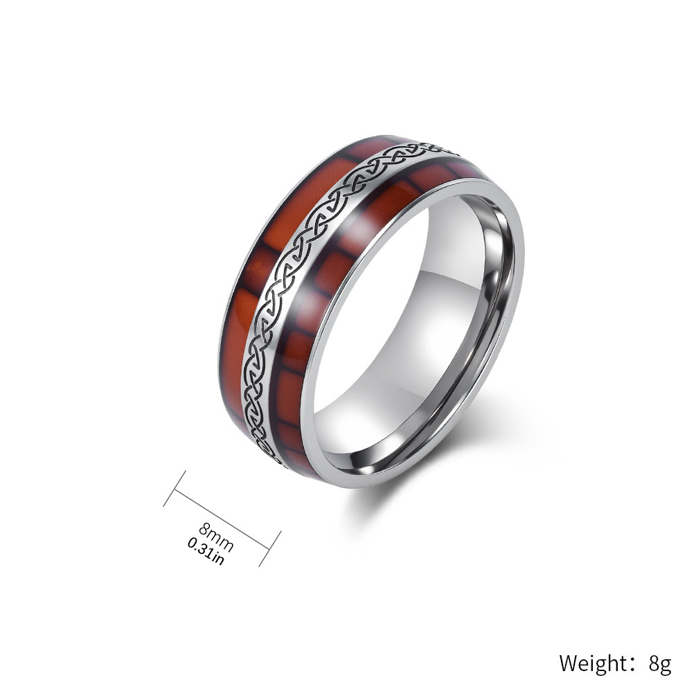 Celtic Knot Inlaid Wood Grain Band Ring