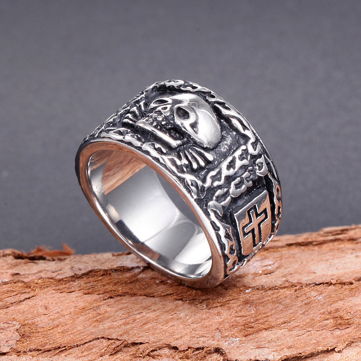 Cool Skull Hip Hop Punk Cross Ring