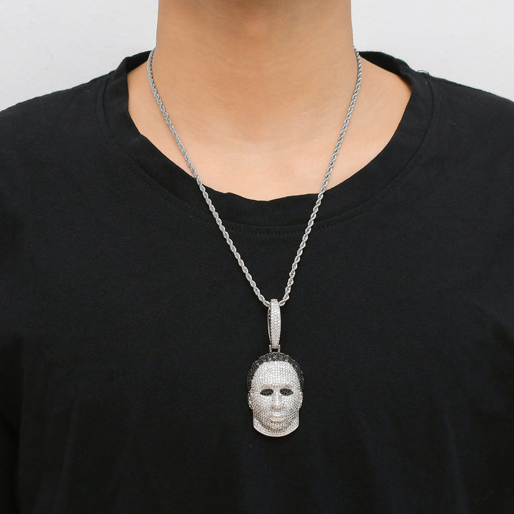 Diamond Human Head Mask Necklace