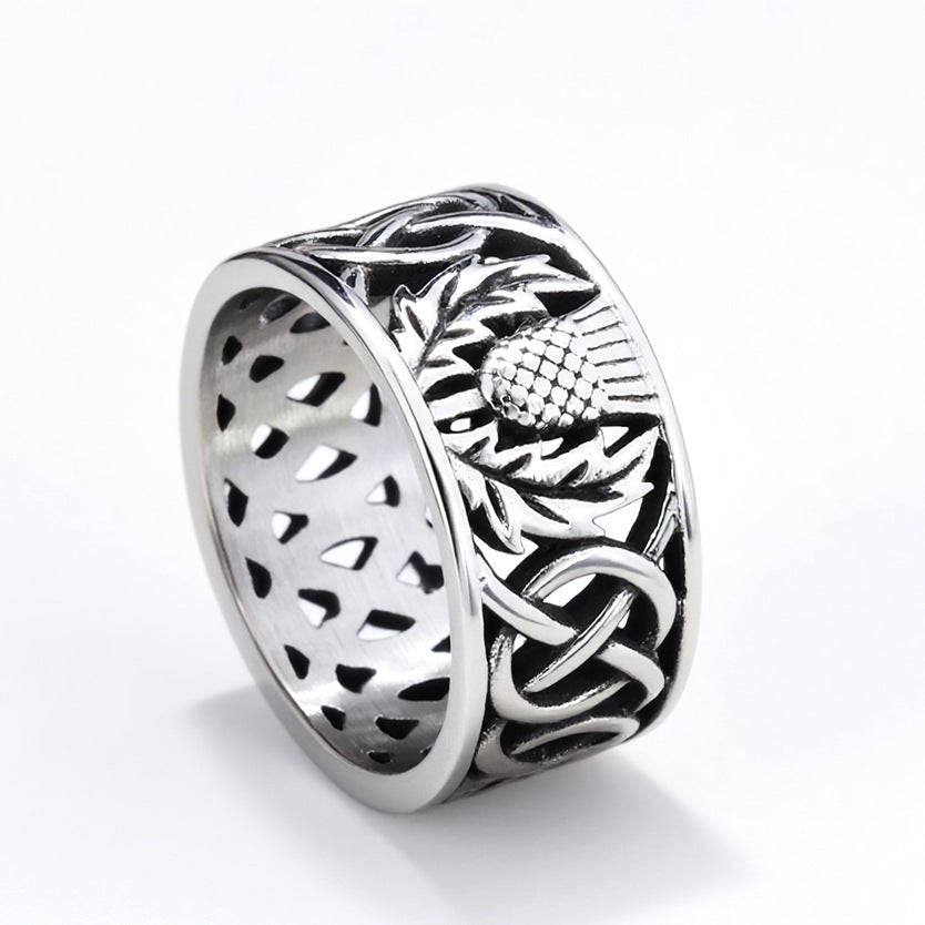 Pineapple leaf openwork unisex ring