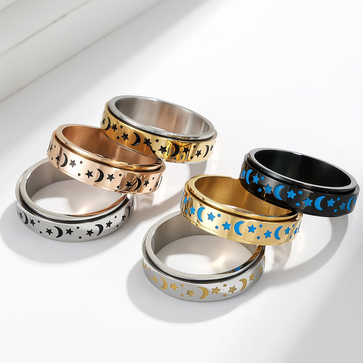 Star and Moon Spinner Luminous Ring